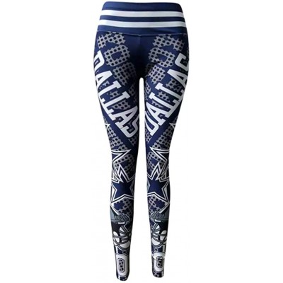 Panties Yoga Pants for Womens- Running Sport Gym Stretch Workout Printed Letter Hight Waist Fitness Legging Trousers - Blue -...