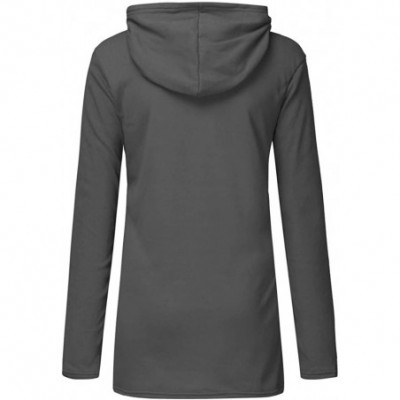 Thermal Underwear Women Cat Print Hoodie Plus Size Long Sleeve Hooded Sweatshirt Long Top - A-gray - C3192ZO9LR5