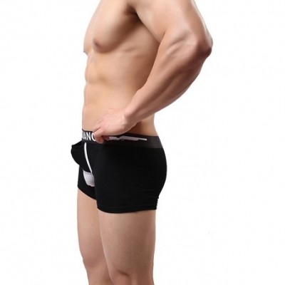 Boxer Briefs Mens Underwear Cotton Mesh Splicing Separate Pouch Boxer Trunks Underoots - Black - CF1860M9G60