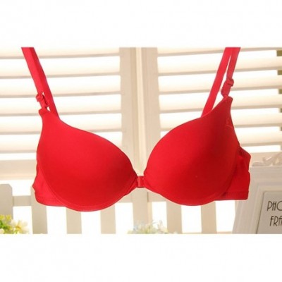 Bras New Women Sexy Bra Underwear Front Closure Push Up Gather Smooth Lingerie - Red - CR187IIES5Z