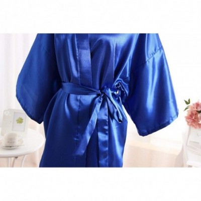 Robes Sexy Women's Deep V Neck Nightwear Robes Wedding Bride Mid Sleeve Lace Silk Bathrobes Sleepwear Solid Robes - 1 - CV194...