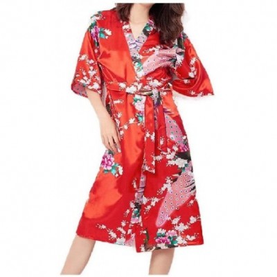 Robes Women Lounger Wrap Towels Nightwear Patterned Peacock Lounge Robe AS1 M - As1 - CD19DCUQ09G