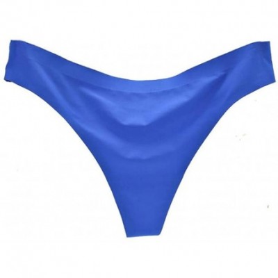 Panties Sexy Women Invisible Underwear Briefs G-Strings Ice Silk Seamless Crotch Erotic Sleepwear - Blue - CT18HQOL4W4