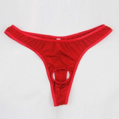 G-Strings & Thongs Men Silk Hole Open Crotch Pouch Thongs G-Strings Briefs Panties T Back Lingerie Underwear Sexy Jockss - Li...