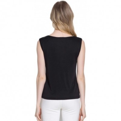 Slips Women's Silk Shirt Tank Tops Sleeveless Blouse - Black - CK18UWSOC4K