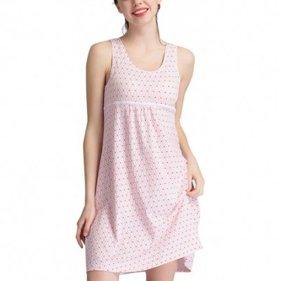 Nightgowns & Sleepshirts Womens Cotton Built in Bra Padded Bra Camisole Wide Straps Sleeveless Floral Print Tank Dress - Pink...