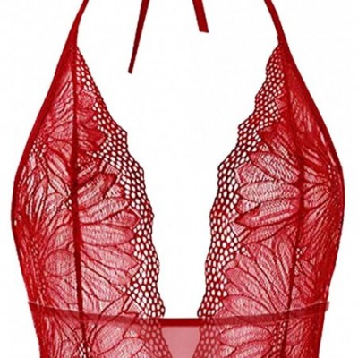 Bustiers & Corsets Lingerie for Women Teddy One Piece Lace Babydoll Bodysuit - Red - C818SUTI3EI