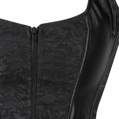 Shapewear Women's Sexy Boned Lace up Push Up Shapewear Top Overbust Corset Bustier - Black 2 - C918ZKN474Z