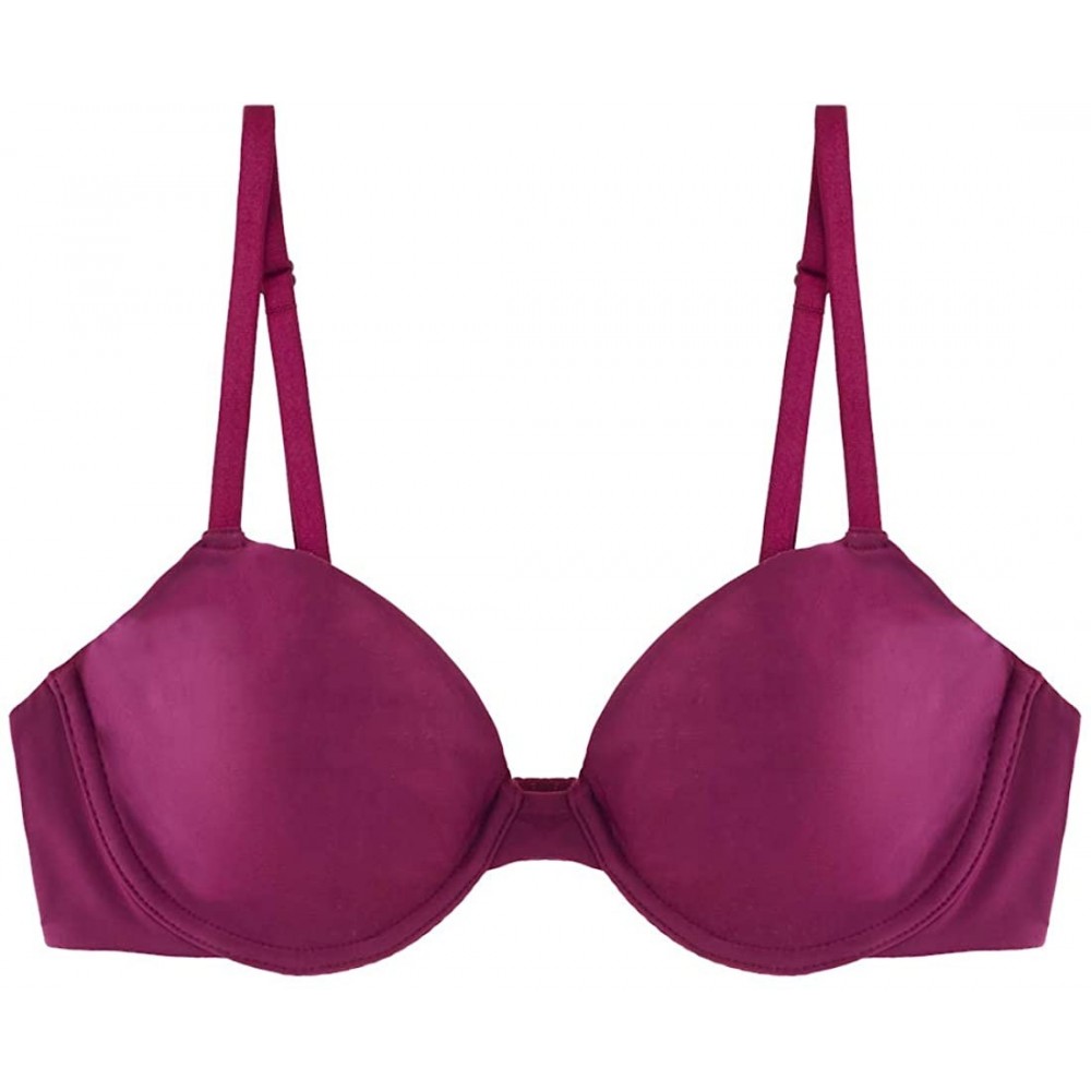 Bras Women's Micro Full Coverage Convertible Unlined Everyday Bra - Merlot - C611I9OQ8RP