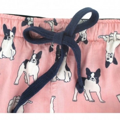 Bottoms Women's Colorful Owl Dog Bird Animal Patterned Lightweight Pajama Pants - Pink French Bulldog Print - CO193YGM0OH