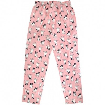 Bottoms Women's Colorful Owl Dog Bird Animal Patterned Lightweight Pajama Pants - Pink French Bulldog Print - CO193YGM0OH