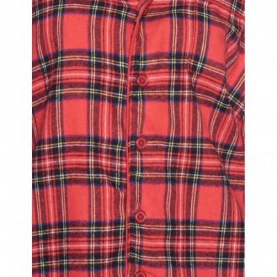 Nightgowns & Sleepshirts Women's Flannel Plaid Sleep Shirt Button Down Nightgown - Red Stewart Plaid - CR18X4QHSNO