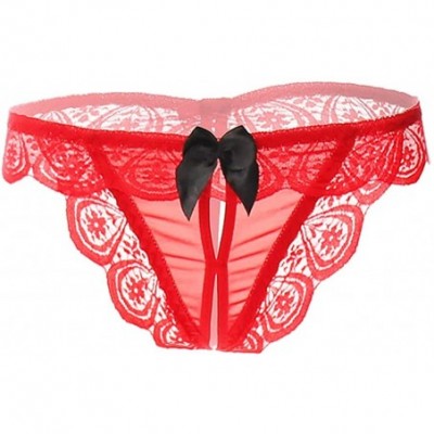 Thermal Underwear Women Sexy Lace Low Waist Traceless Underwear Panties Lingerie Briefs- 1pc - Red - CX1950XUDDW