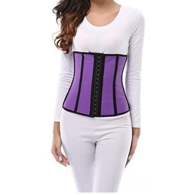 Bustiers & Corsets Women's Underbust Latex Sport Girdle Waist Trainer Corsets Hourglass Body Shaper - Purple (Length 30cm/ 9 ...