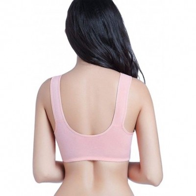 Bras Front Closure Wire Free Thin Comfortable Vest Bra - Watermelon Red - CV18H7OHNLM