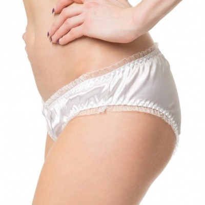 Panties Women's Tanga Bikini Lingerie Briefs Panties Satin Knickers - White - C018GW2RUHS