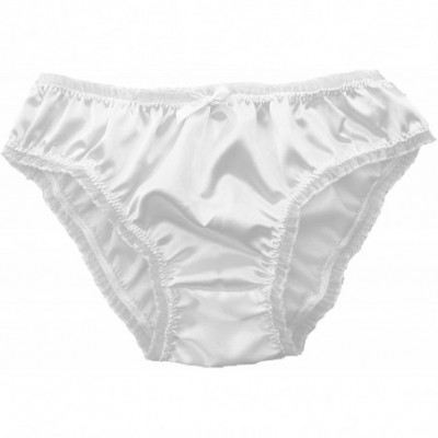 Panties Women's Tanga Bikini Lingerie Briefs Panties Satin Knickers - White - C018GW2RUHS