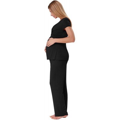 Sets Women Ultra Soft Maternity & Nursing Pajama Set Pregnancy Sleepwear - Black - CS1884O2CUK