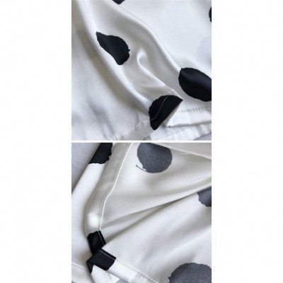 Nightgowns & Sleepshirts Women's Satin Dot Print Button Down Sleepshirt Nighrtwear - White - CO19CA7GX2N