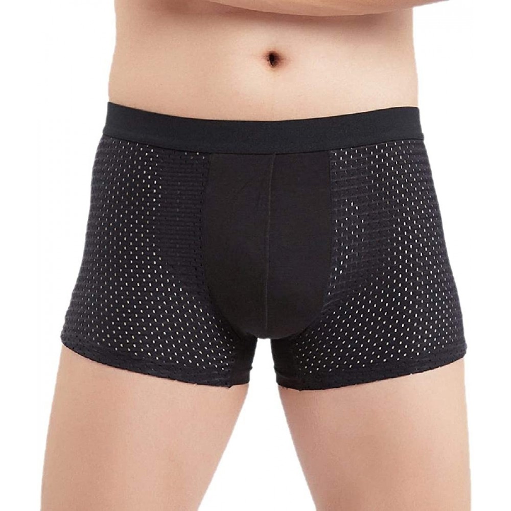 Boxer Briefs Men's Low Rise Breathable Boxer Briefs Underwears Mesh Cool Boxers - Black - CO192WNHT4X