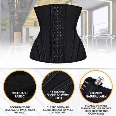 Shapewear Waist Trainer Oblique Steel Boned Breathable Corset Latex Cincher Hourglass Shaper for Women Workout 11 Bones 3 Hoo...