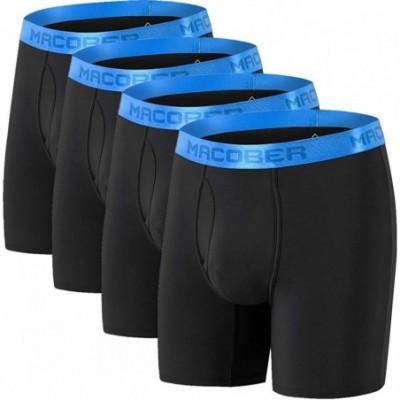 Boxer Briefs Men's Bamboo Boxer Briefs Big and Tall Breathable No Ride up Long Leg Underwear for Men Pack - 4pack-1color-blac...