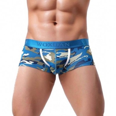 Boxer Briefs Sexy Men's Boxer Shorts Camouflage Low Rise Boxer Trunks (Blue- M) - CC18G3D5N2N