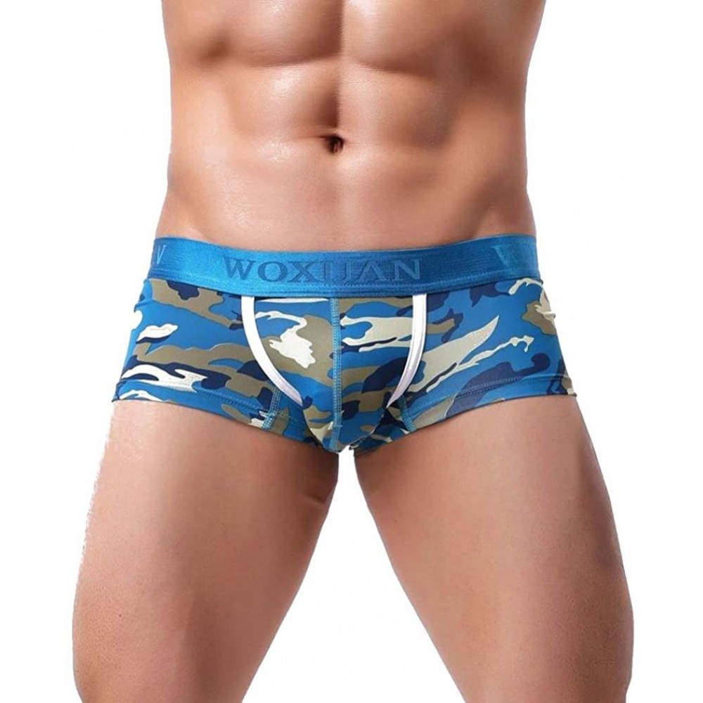 Boxer Briefs Sexy Men's Boxer Shorts Camouflage Low Rise Boxer Trunks (Blue- M) - CC18G3D5N2N