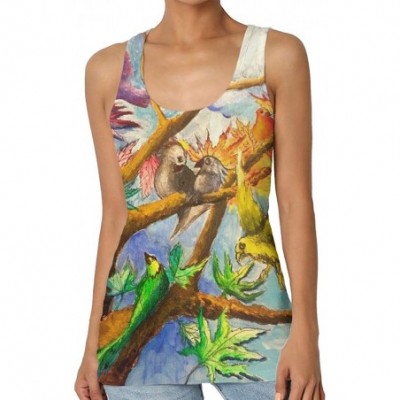 Camisoles & Tanks Girl's Bird Art Painted Parrot Tank Top Tanktop Women Basic Plain Premium Classic Wide Strap - CY19CKYQLDE