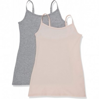 Camisoles & Tanks Women's Cotton Vest- Pack of 2 - Soft Pink/Gray - CA18TUY3SN9