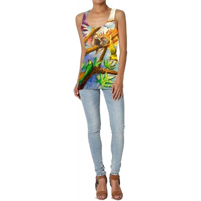 Camisoles & Tanks Girl's Bird Art Painted Parrot Tank Top Tanktop Women Basic Plain Premium Classic Wide Strap - CY19CKYQLDE