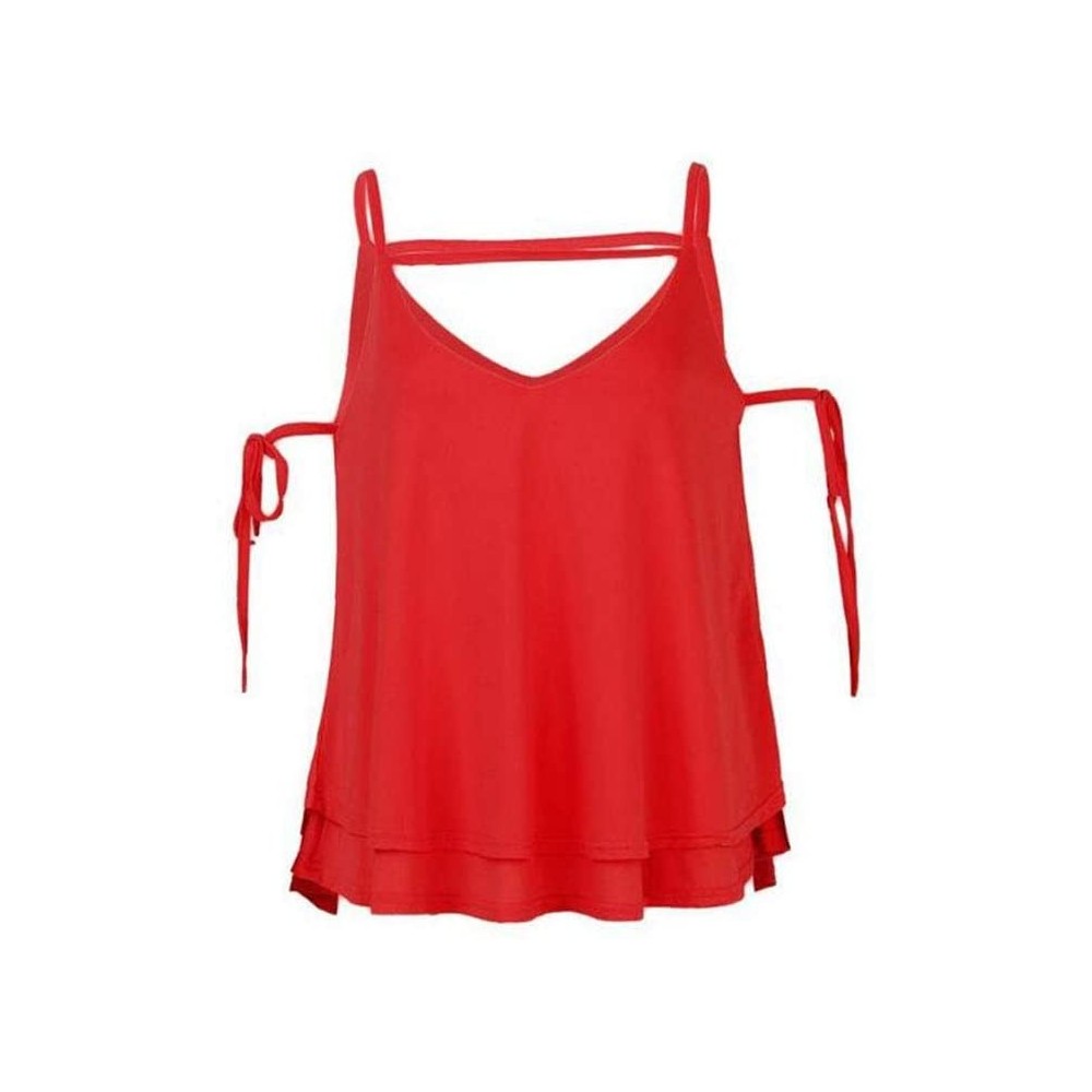 Camisoles & Tanks Sexy Double V-Neck Strapless Camisole Thin Coat-Red-L - Red - CC19E4OX0X8