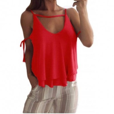 Camisoles & Tanks Sexy Double V-Neck Strapless Camisole Thin Coat-Red-L - Red - CC19E4OX0X8