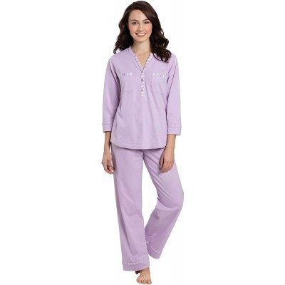 Sets Cotton Pajamas Women - Soft Womans Pajamas Sets - Lavender - C318O242M7O