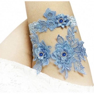 Garters & Garter Belts 2019 Sexy Lace Wedding Garters for Bride Party Prom Garter Set 2 Pcs - 10-blue a - C318E6HLYGM