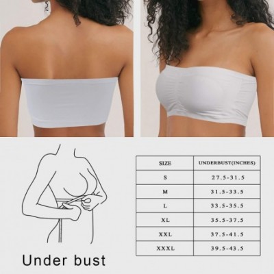 Bras Women's Seamless Padded Bandeau Basic Layering Strapless Tube Top Bra Stretch Bralette 1-4 Packs - Black3 - C218UY9TIL2