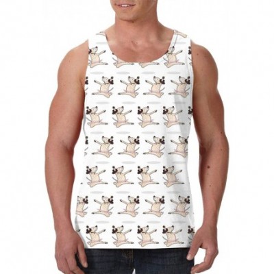 Undershirts Men's Sleeveless Undershirt Summer Sweat Shirt Beachwear - Ballerina Dog - Black - CD19CK288DY