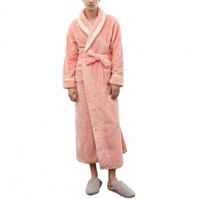 Robes Women Man Couple Bathrobe Full Length Plush Soft Fleece Sleepwear Robes - Style 1 Pink - CM18OAOONG9