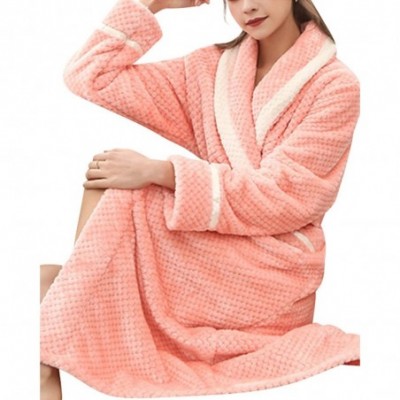 Robes Women Man Couple Bathrobe Full Length Plush Soft Fleece Sleepwear Robes - Style 1 Pink - CM18OAOONG9