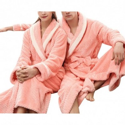 Robes Women Man Couple Bathrobe Full Length Plush Soft Fleece Sleepwear Robes - Style 1 Pink - CM18OAOONG9