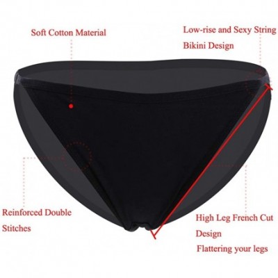 Panties Womens String Bikini Briefs Soft Cotton Low Rise High-Cut Panties - 4 Black - CS18LKZEQC6