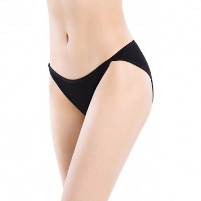 Panties Womens String Bikini Briefs Soft Cotton Low Rise High-Cut Panties - 4 Black - CS18LKZEQC6