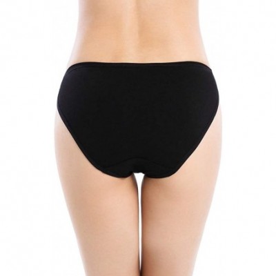 Panties Womens String Bikini Briefs Soft Cotton Low Rise High-Cut Panties - 4 Black - CS18LKZEQC6