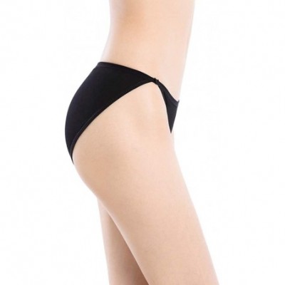 Panties Womens String Bikini Briefs Soft Cotton Low Rise High-Cut Panties - 4 Black - CS18LKZEQC6