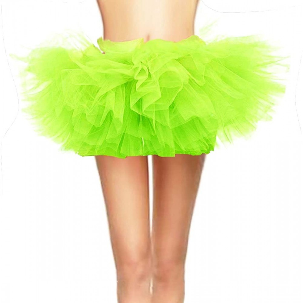 Slips Women's Mini Puffy Bubble 6-Layered Ballet Run Halloween Tutu Costume - Bright Green - CI18UTNQ5LA