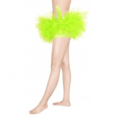 Slips Women's Mini Puffy Bubble 6-Layered Ballet Run Halloween Tutu Costume - Bright Green - CI18UTNQ5LA