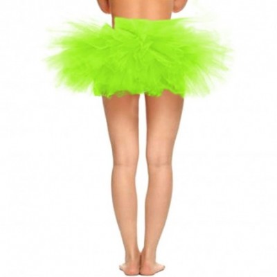 Slips Women's Mini Puffy Bubble 6-Layered Ballet Run Halloween Tutu Costume - Bright Green - CI18UTNQ5LA