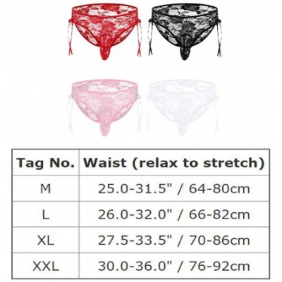 Briefs Men's Sissy Lace Pouch Panties Girly Lingerie Bikini Briefs Sheer Floral Side Lace up Straps Crossdress Nightwear - Bl...