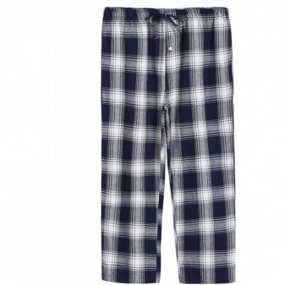 Sleep Sets Men's Cotton Pajama Set Plaid Woven Sleepwear - Navy - CS1888IZ3WI