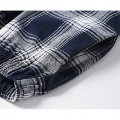 Sleep Sets Men's Cotton Pajama Set Plaid Woven Sleepwear - Navy - CS1888IZ3WI